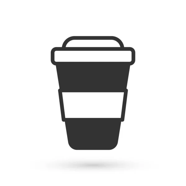 Tasse à café grise pour aller icône isolée sur fond blanc. Vecteur — Image vectorielle