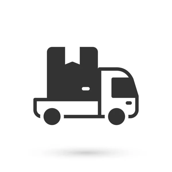 Grey Delivery cargo truck vehicle icon isolated on white background. Vector — Stock Vector
