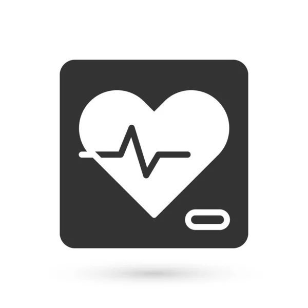 Grijze hartslagpictogram geïsoleerd op witte achtergrond. Hartslagteken. Hartslag icoon. Cardiogram icoon. Vector — Stockvector
