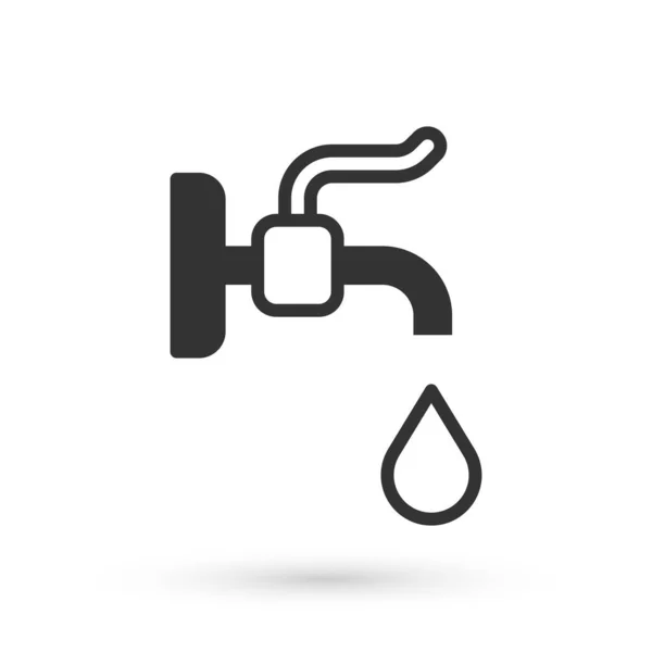 Icono de grifo de agua gris aislado sobre fondo blanco. Vector — Vector de stock