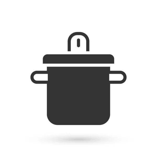 Grey Cooking pot ikon elszigetelt fehér háttérrel. Forraljuk vagy pörkölt étel szimbólum. Vektor — Stock Vector