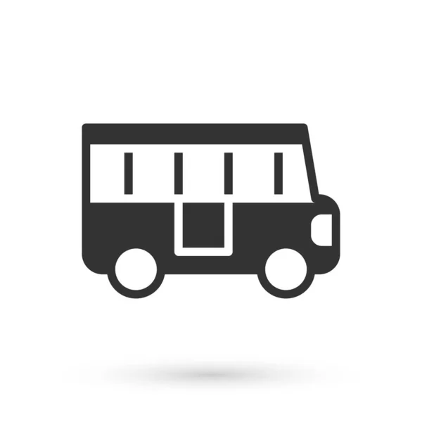 Иконка Серого школьного автобуса выделена на белом фоне. Символ общественного транспорта. Вектор — стоковый вектор