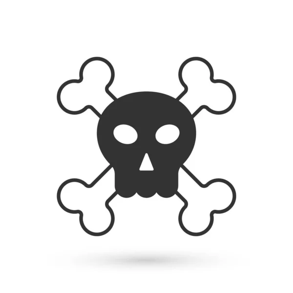 Grey Skull on crossbones icon isolated on white background. Happy Halloween party. Vector — Stock Vector