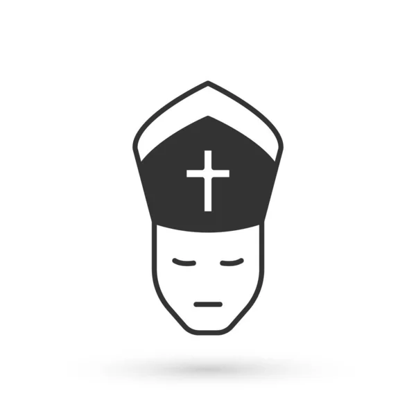 Grey Pope icon isolated on white background. Pope hat. Holy father. Vector — Stock Vector