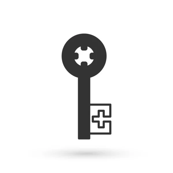 Grau Altes Schlüsselsymbol isoliert auf weißem Hintergrund. Vektor — Stockvektor