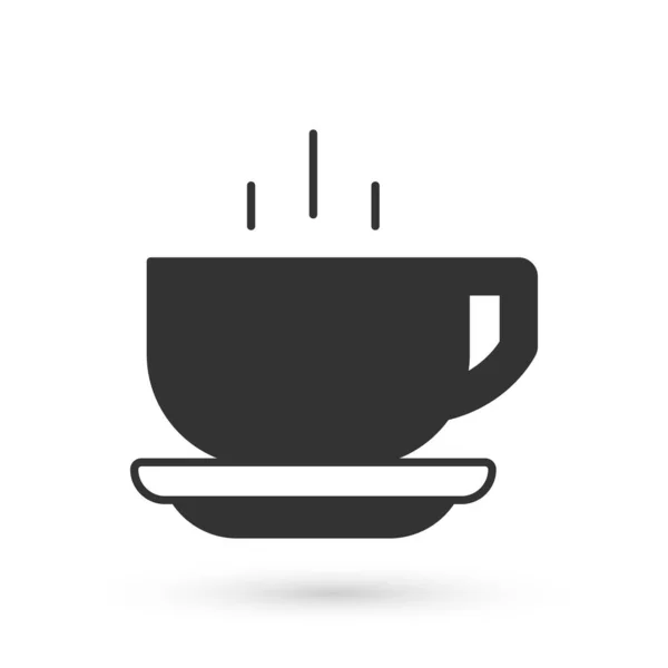 Grijze koffiebeker pictogram geïsoleerd op witte achtergrond. Theekopje. Warme drank koffie. Vector — Stockvector