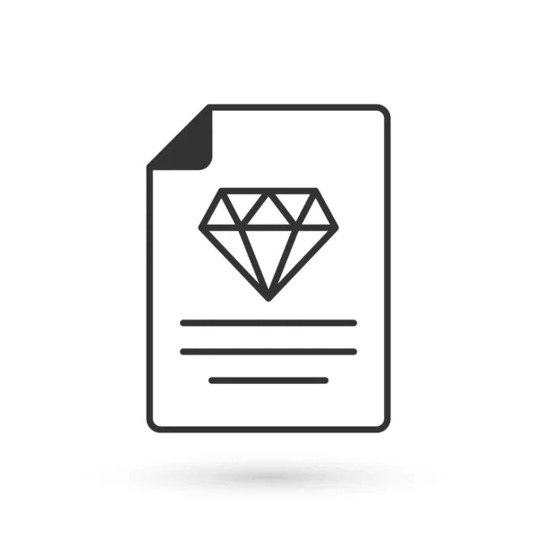 Certificado cinza do ícone de diamante isolado no fundo branco. Vetor — Vetor de Stock