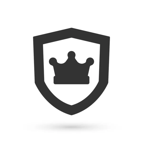 Scudo grigio con icona corona isolata su sfondo bianco. Vettore — Vettoriale Stock