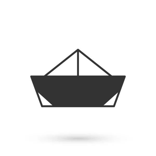 Grå vikt papper båt ikon isolerad på vit bakgrund. Origami pappersfartyg. Vektor — Stock vektor