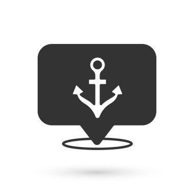 Gri Çapa simgesi beyaz arkaplanda izole edildi. Vektör