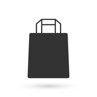 Gri kağıt poşet ikonu beyaz arka planda izole edildi. Paket işareti. Vektör