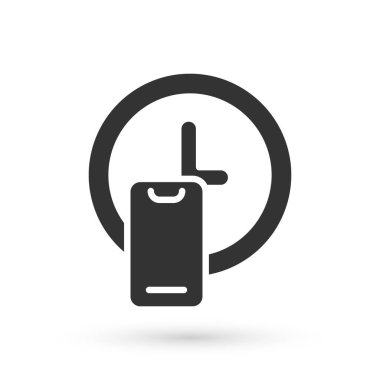 Gri yuvarlak saat teslim ikonu beyaz arka planda izole. Vektör