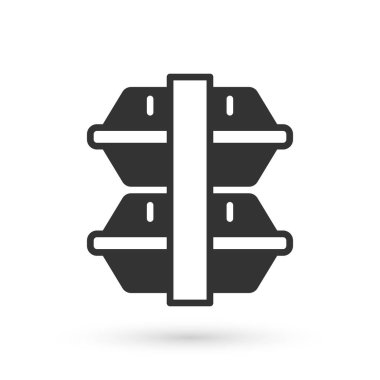 Gri beslenme çantası simgesi beyaz arkaplanda izole edilmiş. Vektör