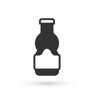 Gri sos şişesi simgesi beyaz arkaplanda izole edilmiş. Ketçap, hardal ve fast food için soslu mayonez şişeleri. Vektör