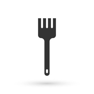 Gri Çatal simgesi beyaz arkaplanda izole edildi. Çatal bıçak sembolü. Vektör