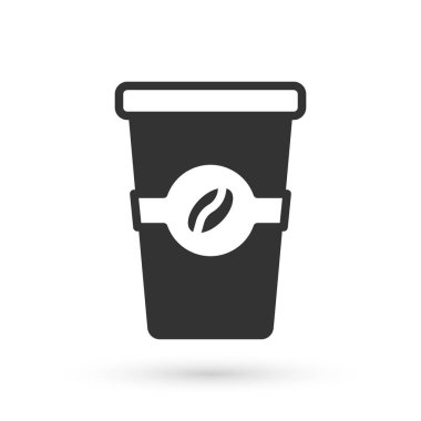 Gri kahve fincanı beyaz arka planda izole edilmiş bir ikon haline gelecek. Vektör