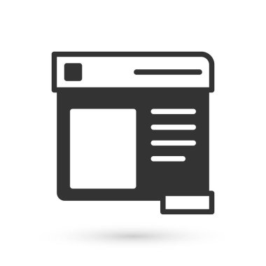 Gri Tarayıcı pencere simgesi beyaz arkaplanda izole edildi. Vektör