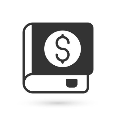 Gri Finansal Kitap ikonu beyaz arka planda izole edildi. Vektör