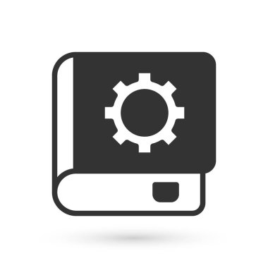 Gri Kullanıcı elle simgesi beyaz arkaplanda izole edildi. Kullanıcı rehberi kitabı. Talimat işareti. Kullanmadan önce oku. Vektör