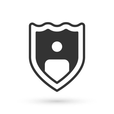 Gri Hayat Sigortası beyaz arka planda izole edilmiş bir kalkan ikonu. Güvenlik, güvenlik, koruma, konsept koruma. Vektör