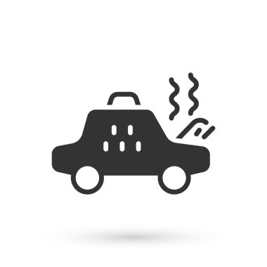 Kırık taksi ikonu beyaz arka planda izole edilmiş. Vektör