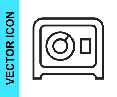 Siyah çizgi güvenli simgesi beyaz arkaplanda izole edildi. Kapı, şifreli bir banka kasası. Güvenilir Veri Koruma. Vektör