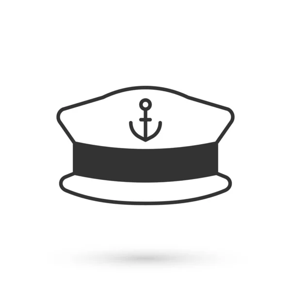 Grey Captain hat icon isolated on white background. Vector — Stock Vector