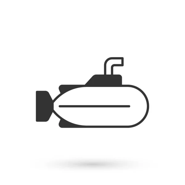 Grey Submarine icon isolated on white background. Military ship. Vector — Stock Vector
