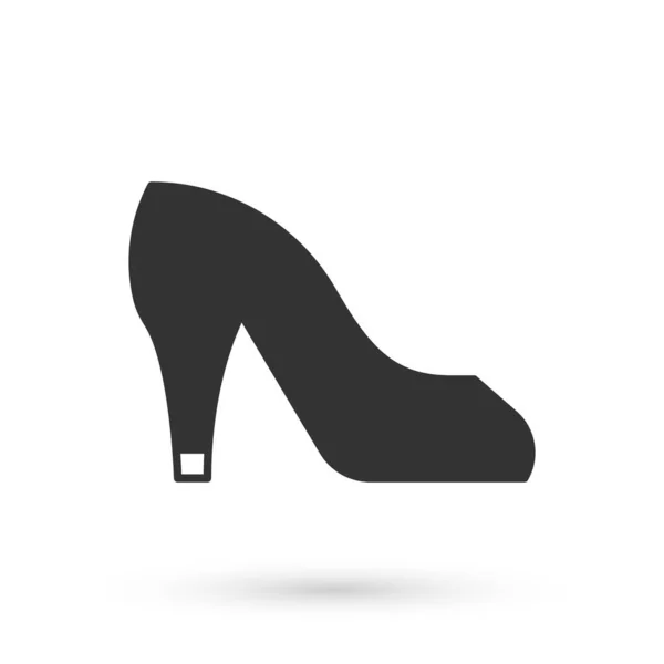 Szürke női cipő magas sarkú ikon elszigetelt fehér háttér. Vektor — Stock Vector
