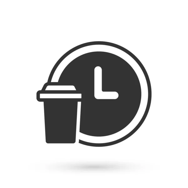 Gris Redondea el icono de entrega del reloj aislado sobre fondo blanco. Vector — Vector de stock