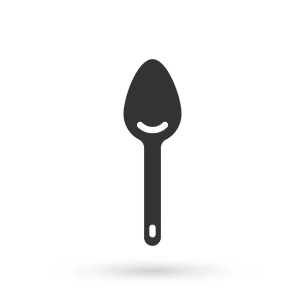 灰色勺子图标孤立在白色背景上.炊具。餐具的标志。B.病媒 — 图库矢量图片