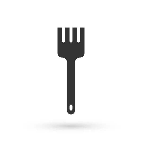 灰色叉子图标隔离在白色背景上.餐具的象征。B.病媒 — 图库矢量图片