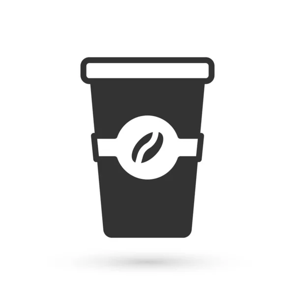 Grijze koffiebeker te gaan pictogram geïsoleerd op witte achtergrond. Vector — Stockvector