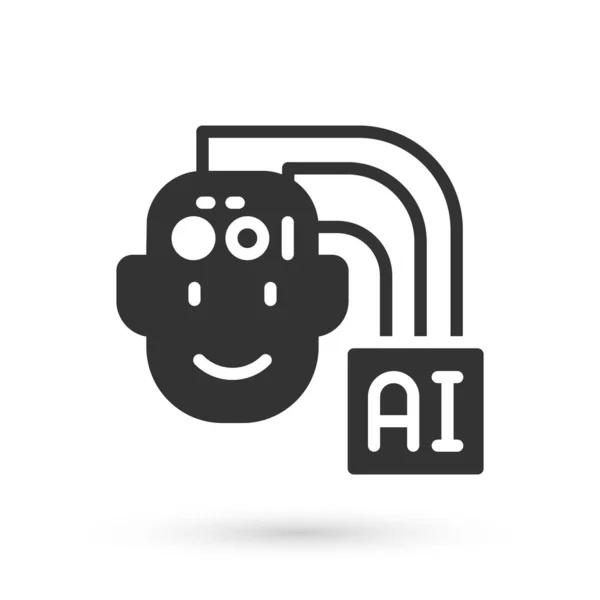 Γκρι Humanoid ρομπότ εικονίδιο απομονώνονται σε λευκό φόντο. Τεχνητή νοημοσύνη, μηχανική μάθηση, υπολογιστικά νέφη. Διάνυσμα — Διανυσματικό Αρχείο