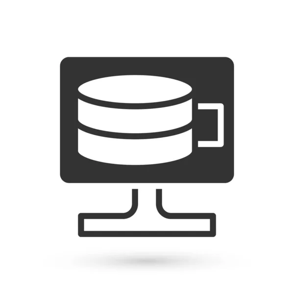 Icono de base de datos Grey Cloud aislado sobre fondo blanco. Concepto de computación en nube. Servicio digital o aplicación con transferencia de datos. Vector — Vector de stock