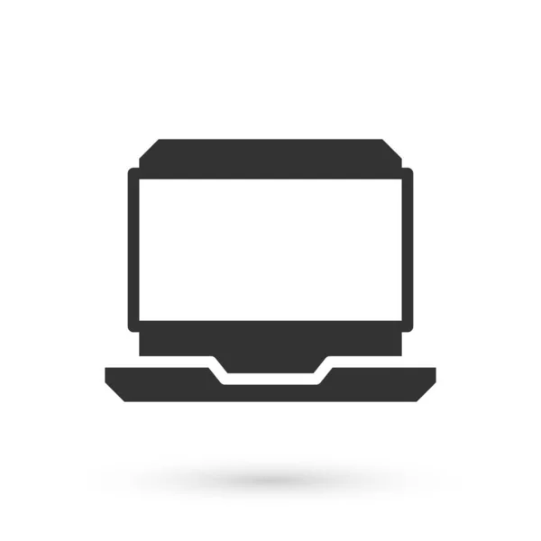 Γκρι εικονίδιο φορητού υπολογιστή απομονωμένο σε λευκό φόντο. Σημειωματάριο υπολογιστή με κενό σήμα οθόνης. Διάνυσμα — Διανυσματικό Αρχείο