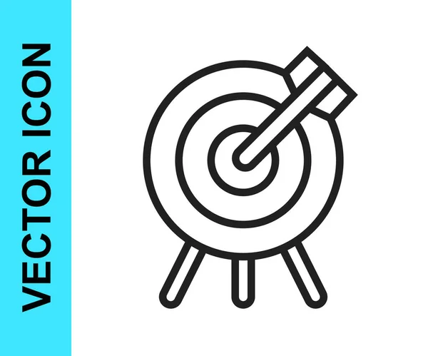 Černá čára Cíl finanční cíl koncept ikona izolované na bílém pozadí. Symbolické cíle, úspěch. Vektor — Stockový vektor