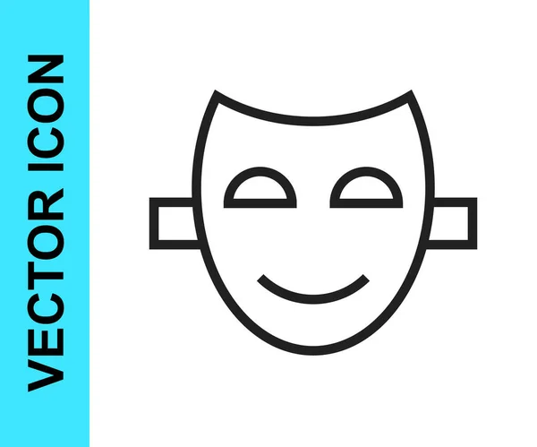 Línea negra Icono de máscara teatral de comedia aislado sobre fondo blanco. Vector — Vector de stock