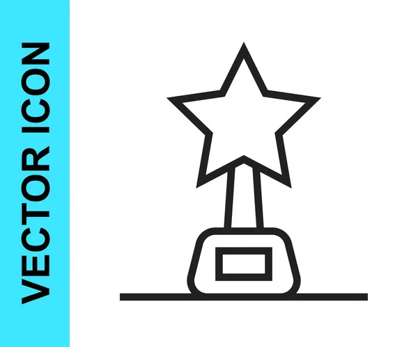 黑线电影奖杯图标孤立在白色背景。奥斯卡金像奖电影和电影的象征。B.病媒 — 图库矢量图片