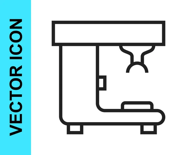 Linha preta ícone da máquina de café isolado no fundo branco. Vetor —  Vetores de Stock