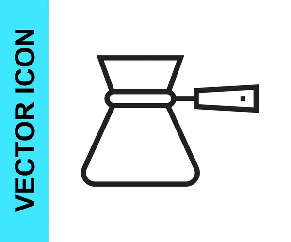 Línea negra Icono turco café aislado sobre fondo blanco. Café cezve. Vector — Vector de stock