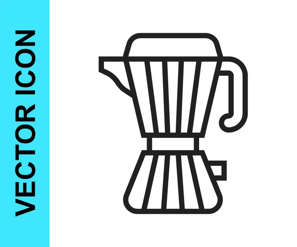 Schwarze Linie Kaffeemaschine Mokkakanne Symbol isoliert auf weißem Hintergrund. Vektor — Stockvektor