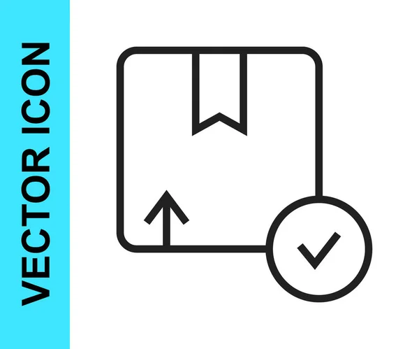 Schwarze Linie Kartonschachtel-Symbol isoliert auf weißem Hintergrund. Box, Paket, Paketschild. Lieferung und Verpackung. Vektor — Stockvektor