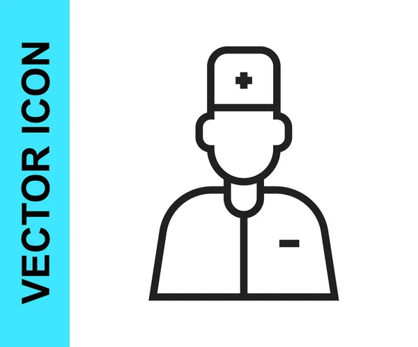 Línea negra Icono médico masculino aislado sobre fondo blanco. Vector — Vector de stock