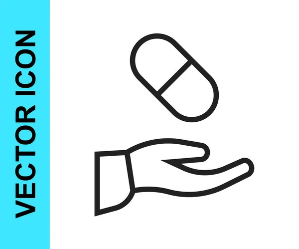 Línea negra Icono de prescripción médica aislado sobre fondo blanco. Formulario Rx. Receta médica. Símbolo de farmacia o medicina. Vector — Vector de stock