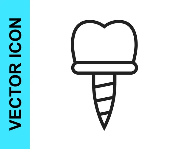 Línea negra Icono de implante dental aislado sobre fondo blanco. Vector — Vector de stock