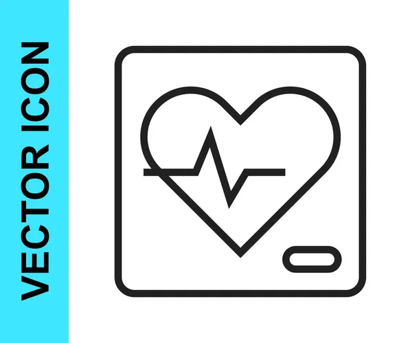 Black line Heart rate icon isolated on white background. Heartbeat sign. Heart pulse icon. Cardiogram icon. Vector — Stock Vector