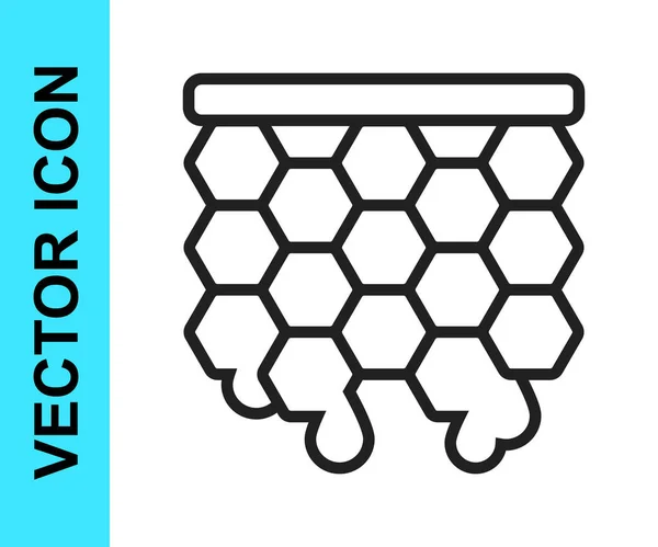 Schwarze Linie Honeycomb Symbol isoliert auf weißem Hintergrund. Das Symbol der Honigzellen. Süße natürliche Nahrung. Vektor — Stockvektor