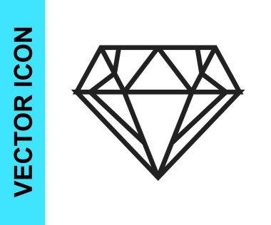 Siyah çizgi simgesi beyaz arkaplanda izole edildi. Mücevher sembolü. Mücevher taşı. Vektör