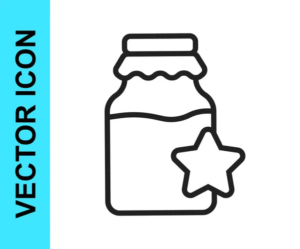 Schwarze Linie Glas Honig Symbol isoliert auf weißem Hintergrund. Foodbank. Süße natürliche Nahrung Symbol. Vektor — Stockvektor